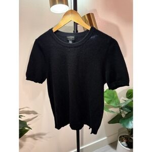 Charter Club Luxury Black 100% Cashmere Short Sleeve Crew Neck Sweater XL